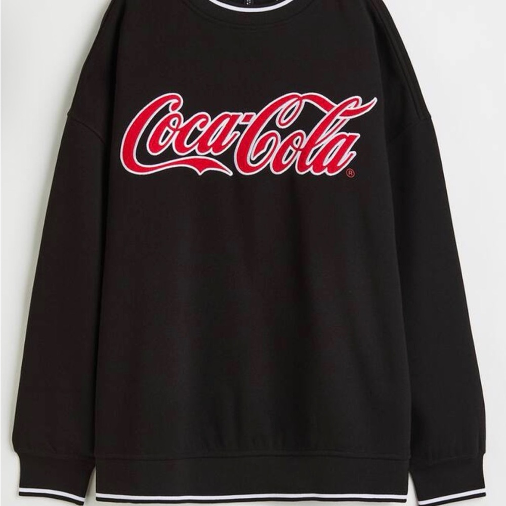 H&M Black Crewneck Sweatshirt with Red Coca-Cola Logo